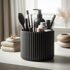Moderne ribbet opbevaringskrus til badeværelse og makeup
