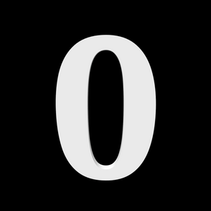 Numero civico 0 - Noto Serif - 170 mm di altezza - 10 mm di profondità