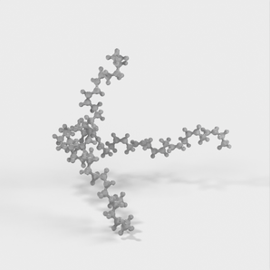 Modello molecolare di triacilglicerolo in scala atomica